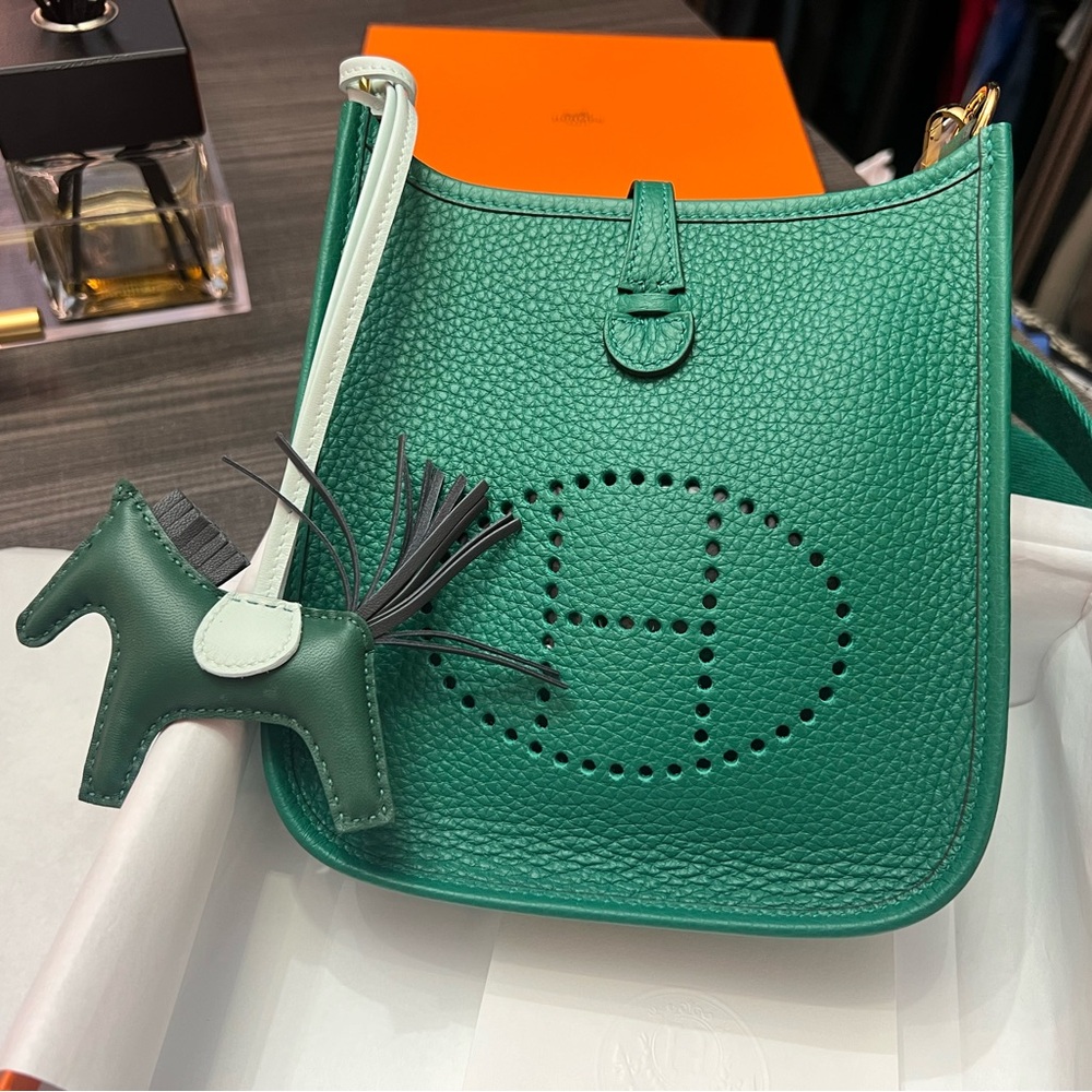 Hermes Green Crossbody Bag in Vert Vertigo color - Picture 9 of 11